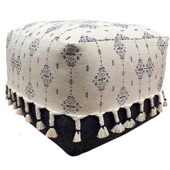 Poufs & Floor Cushions>Kirklands Home Navy and Ivory Scandinavian Motif Pouf