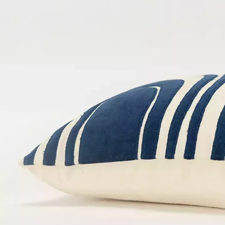 Pillows>Kirklands Home Navy and Natural Wave Lumbar Pillow