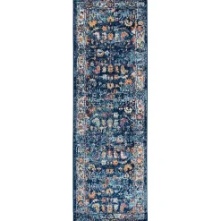 Kirklands Home Navy and Orange Bordered Runner, 2x6 Blue Outlet