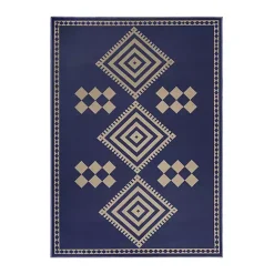 Kirklands Home Navy and Tan Kilim Washable Area Rug, 5x7 Hot