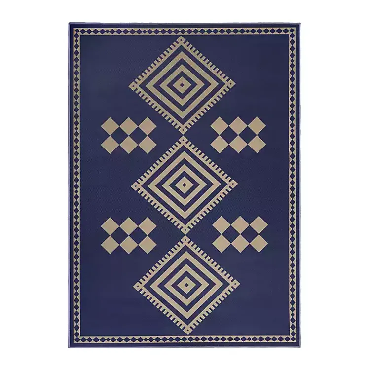 Kirklands Home Navy and Tan Kilim Washable Area Rug, 5x7 Hot