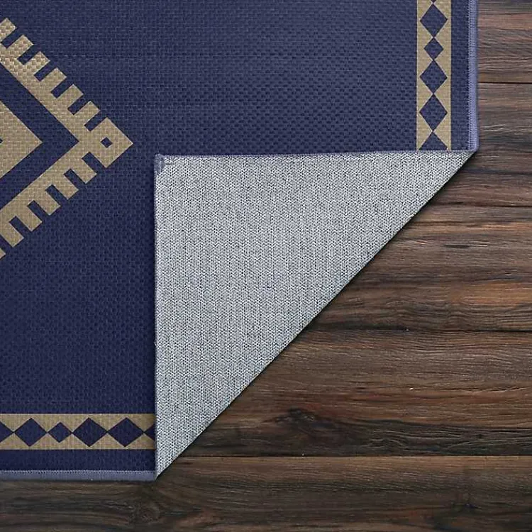 Kirklands Home Navy and Tan Kilim Washable Area Rug, 5x7 Hot