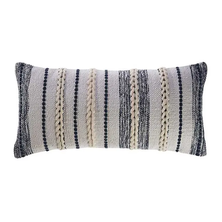 Pillows>Kirklands Home Navy and White Braided Accent Pillow Blue