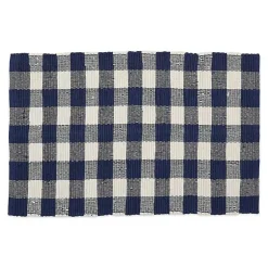 Kirklands Home Navy and White Buffalo Check Accent Rug Blue