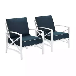 Kirklands Home Navy and White Dayton Outdoor Chairs, Set of 2 Blue Best