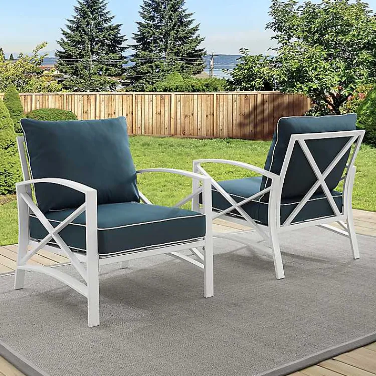 Kirklands Home Navy and White Dayton Outdoor Chairs, Set of 2 Blue Best