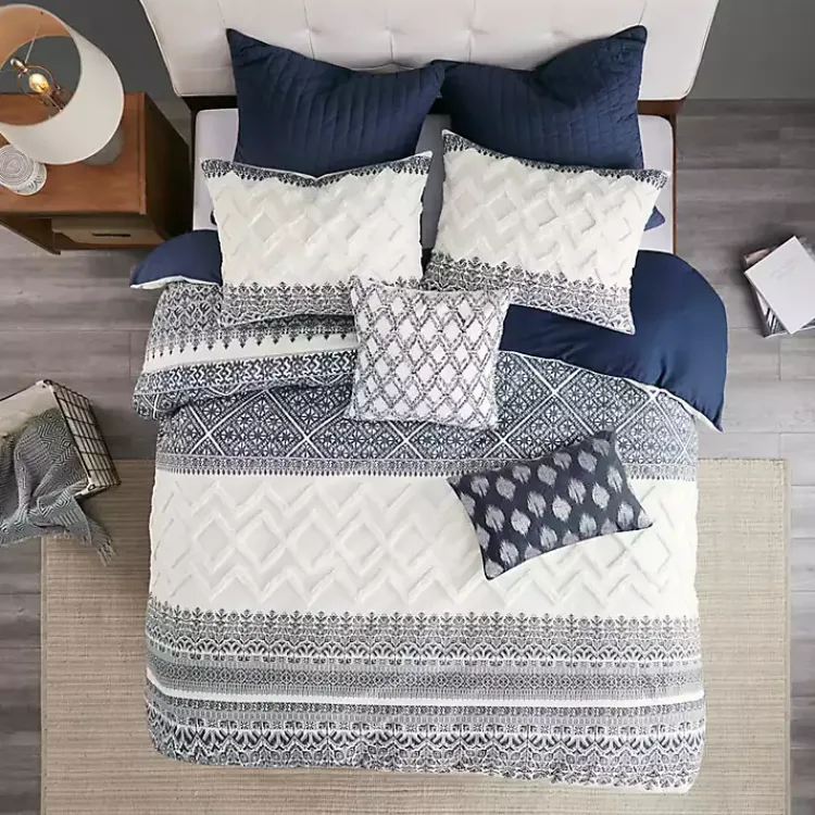Kirklands Home Navy and White 3-pc. California King Duvet Set Sale