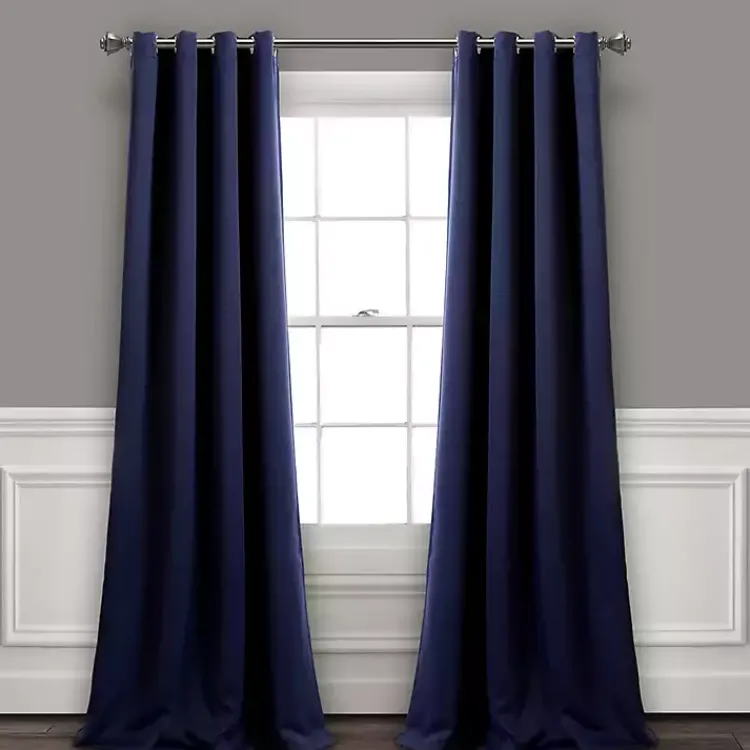 Kirklands Home Navy Blackout Curtain Panel Set, 95 in. Blue Clearance