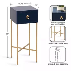 Kirklands Home Navy and Gold Glam Accent Table Blue Best