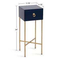 Kirklands Home Navy and Gold Glam Accent Table Blue Best