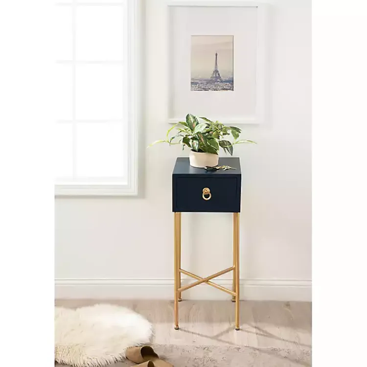Kirklands Home Navy and Gold Glam Accent Table Blue Best