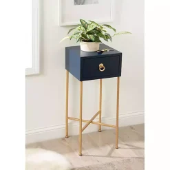 Kirklands Home Navy and Gold Glam Accent Table Blue Best
