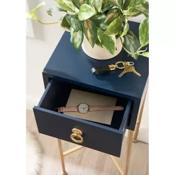Kirklands Home Navy and Gold Glam Accent Table Blue Best