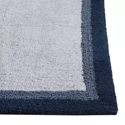 Kirklands Home Navy Border Cotton Bath Mat, 20x30 Blue Outlet