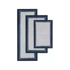 Kirklands Home Navy Border Cotton Bath Mat, 20x30 Blue Outlet