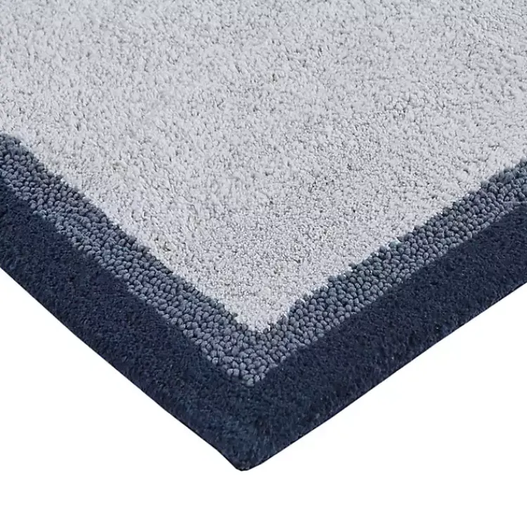 Kirklands Home Navy Border Cotton Bath Runner Blue Best