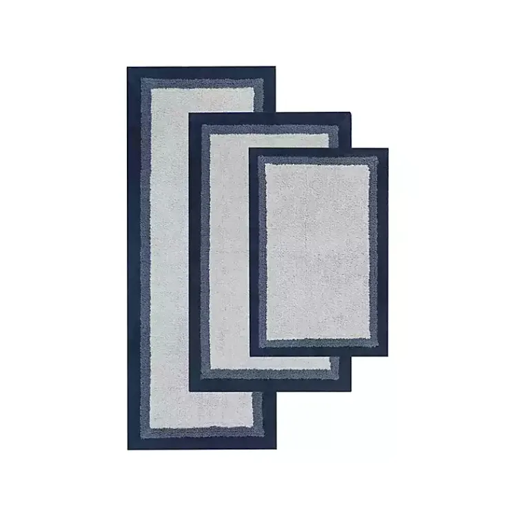Kirklands Home Navy Border Cotton Bath Runner Blue Best