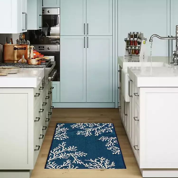 Kirklands Home Navy Blue Coral Indoor/Outdoor Rug, 2x3 Outlet
