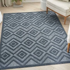 Kirklands Home Navy Diamond Indoor/Outdoor Area Rug, 4x6 Blue New