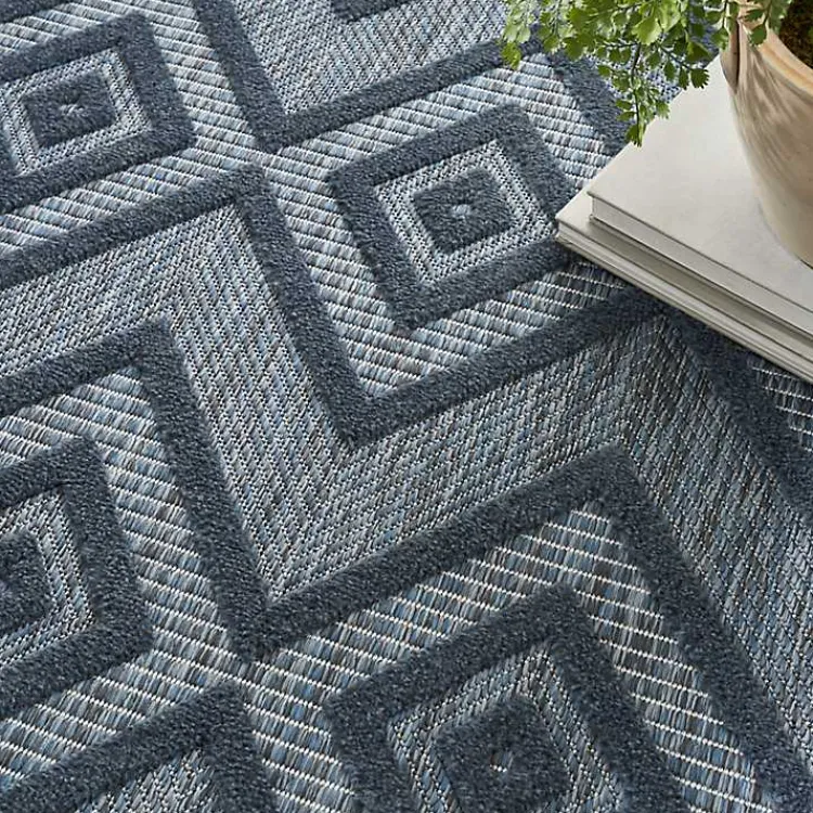 Kirklands Home Navy Diamond Indoor/Outdoor Area Rug, 4x6 Blue New