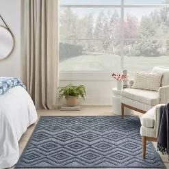 Kirklands Home Navy Diamond Indoor/Outdoor Area Rug, 4x6 Blue New