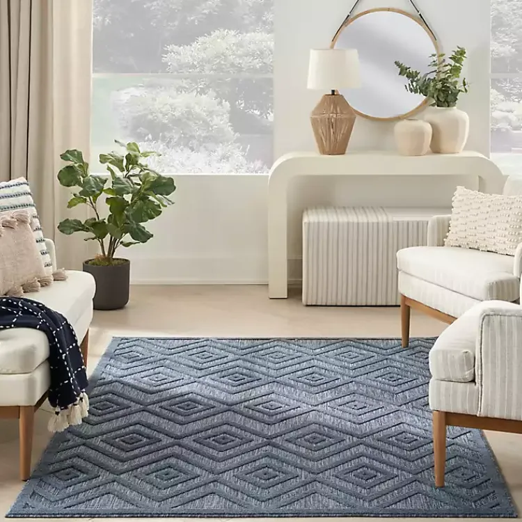 Kirklands Home Navy Diamond Indoor/Outdoor Area Rug, 4x6 Blue New