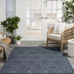 Kirklands Home Navy Diamond Indoor/Outdoor Area Rug, 4x6 Blue New