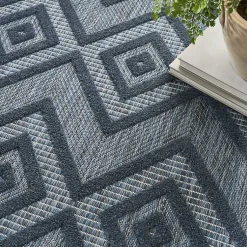 Kirklands Home Navy Diamond Indoor/Outdoor Area Rug, 5x7 Blue Best