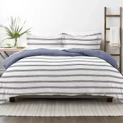 Kirklands Home Navy Blue Echo Stripe 3-pc. King Duvet Cover Set Clearance
