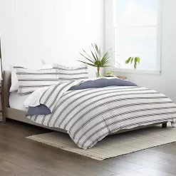 Kirklands Home Navy Blue Echo Stripe 3-pc. Queen Duvet Cover Set Discount