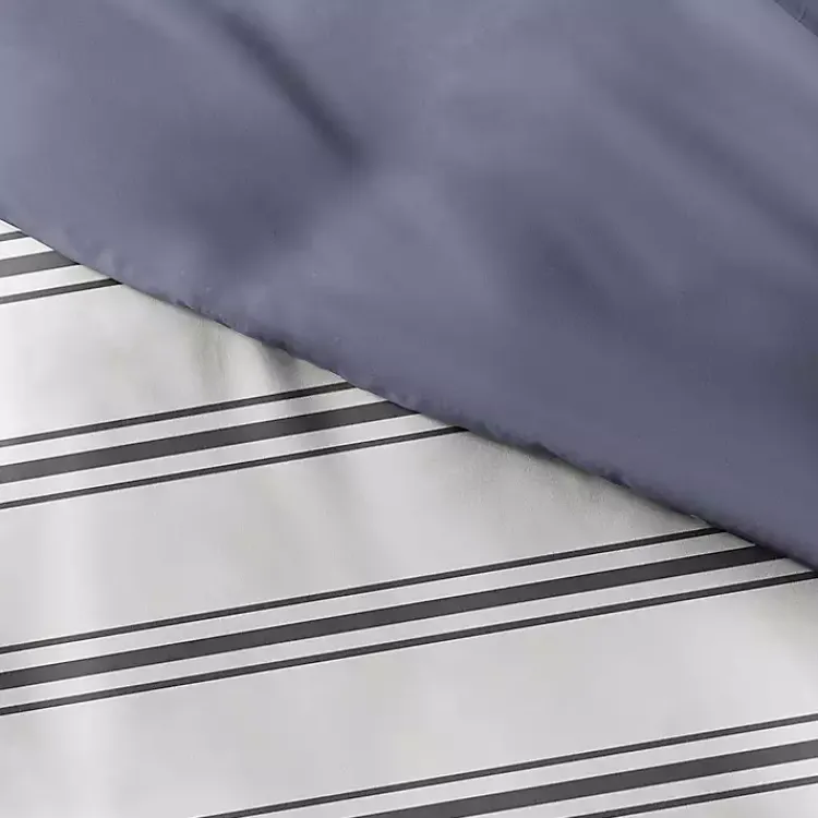 Kirklands Home Navy Blue Echo Stripe 3-pc. Queen Duvet Cover Set Discount