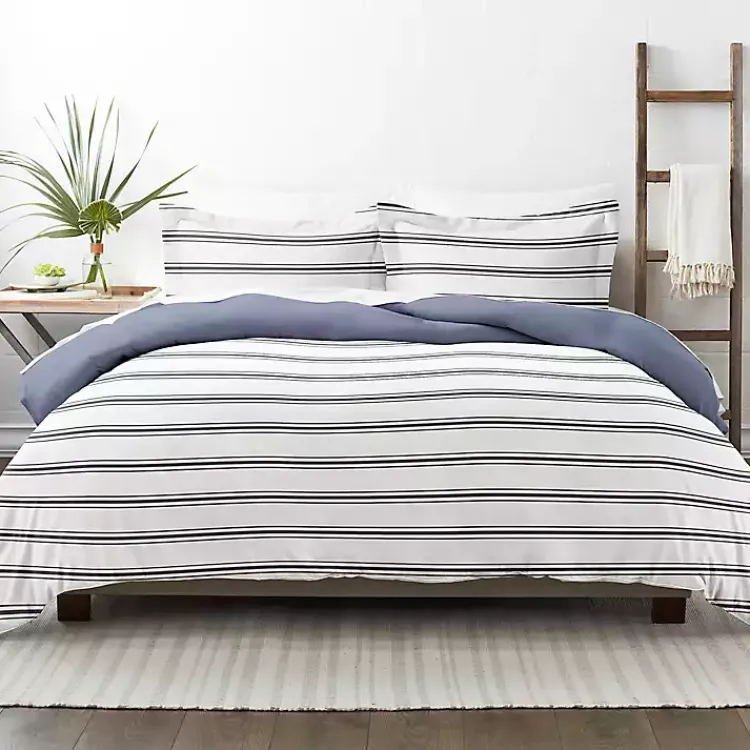 Kirklands Home Navy Blue Echo Stripe 2-pc. Twin Duvet Cover Set Clearance
