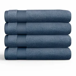 Kirklands Home Navy Essential Cotton Bath Towels, Set of 4 Blue New