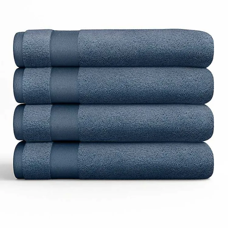 Kirklands Home Navy Essential Cotton Bath Towels, Set of 4 Blue New