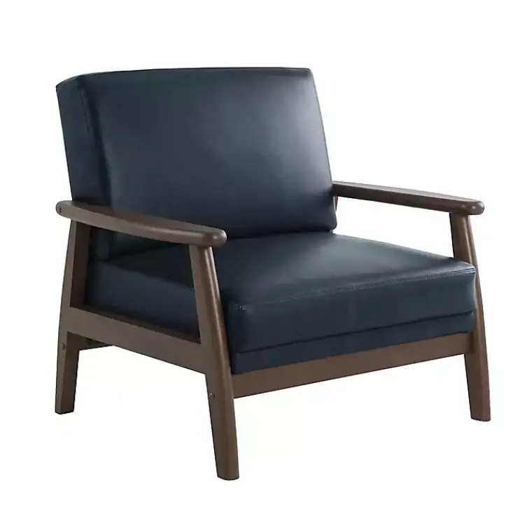 Kirklands Home Navy Faux Leather Ambon Accent Chair Blue Online