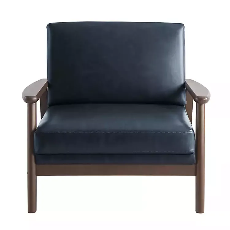 Kirklands Home Navy Faux Leather Ambon Accent Chair Blue Online