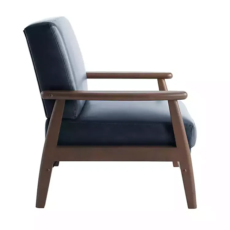 Kirklands Home Navy Faux Leather Ambon Accent Chair Blue Online
