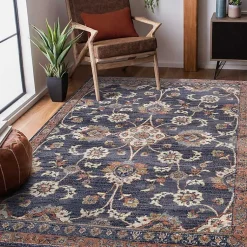 Kirklands Home Navy Floral Area Rug, 5x8 Blue Sale