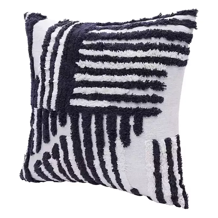 Pillows>Kirklands Home Navy Geometric Shag Throw Pillow Blue