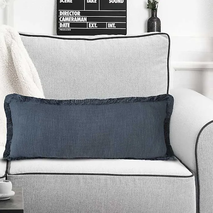 Pillows>Kirklands Home Navy Handwoven Appen Lumbar Pillow Blue