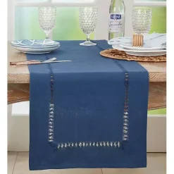 Kirklands Home Navy Hemstitch Table Runner Blue