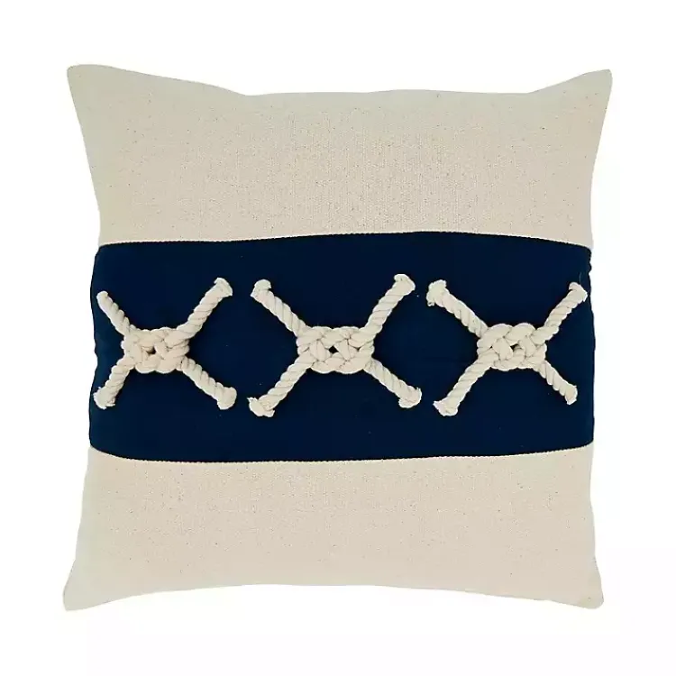 Pillows>Kirklands Home Navy Rope Knots Throw Pillow Blue