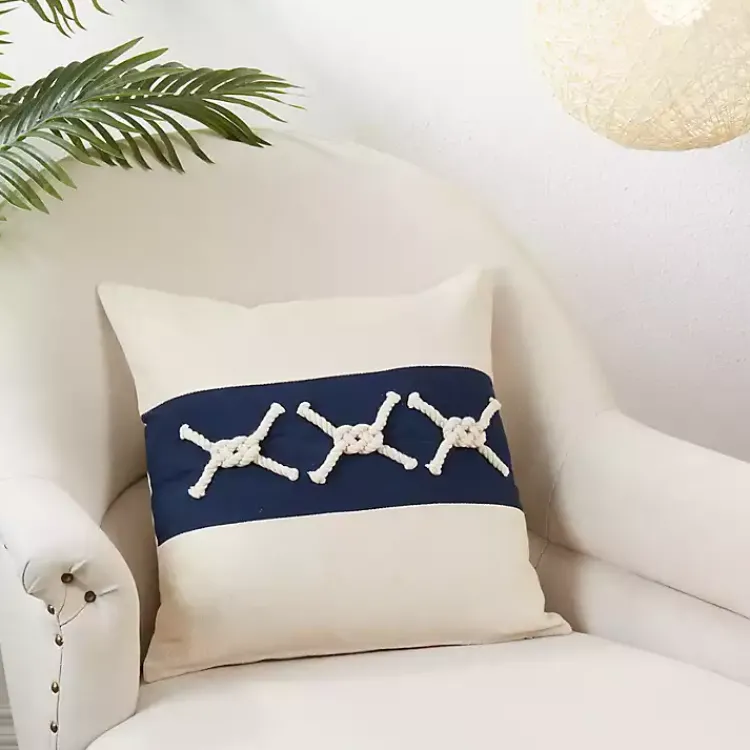 Pillows>Kirklands Home Navy Rope Knots Throw Pillow Blue