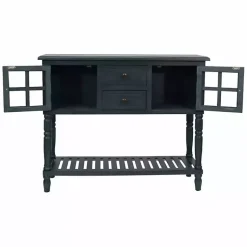 Kirklands Home Navy Slatted Windowpane Console Table Blue Discount