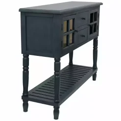 Kirklands Home Navy Slatted Windowpane Console Table Blue Discount