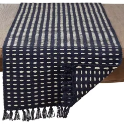 Kirklands Home Navy Blue Tasseled Woven Dash Table Runner Online