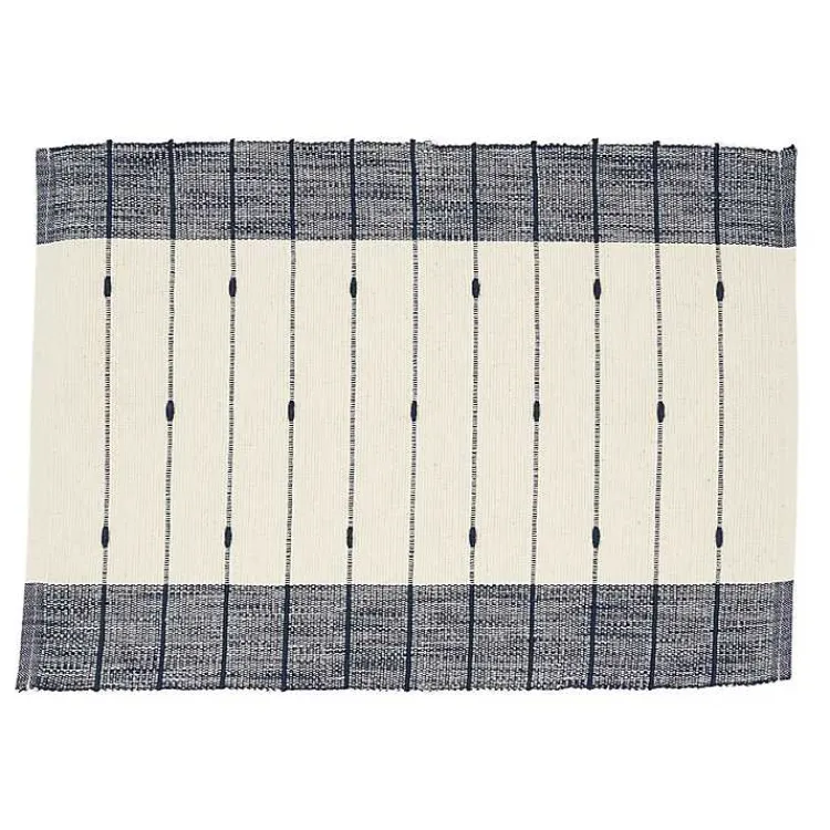 Kirklands Home Navy Blue Thin Stripes Placemats, Set of 4 Outlet