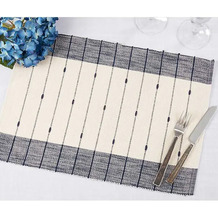Kirklands Home Navy Blue Thin Stripes Placemats, Set of 4 Outlet