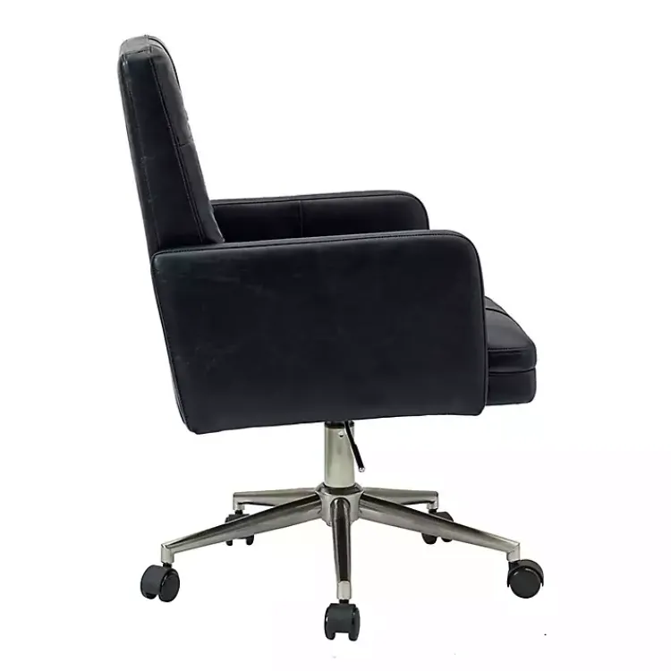 Kirklands Home Navy Tufted Faux Leather Swivel Office Chair Blue Discount