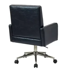 Kirklands Home Navy Tufted Faux Leather Swivel Office Chair Blue Discount